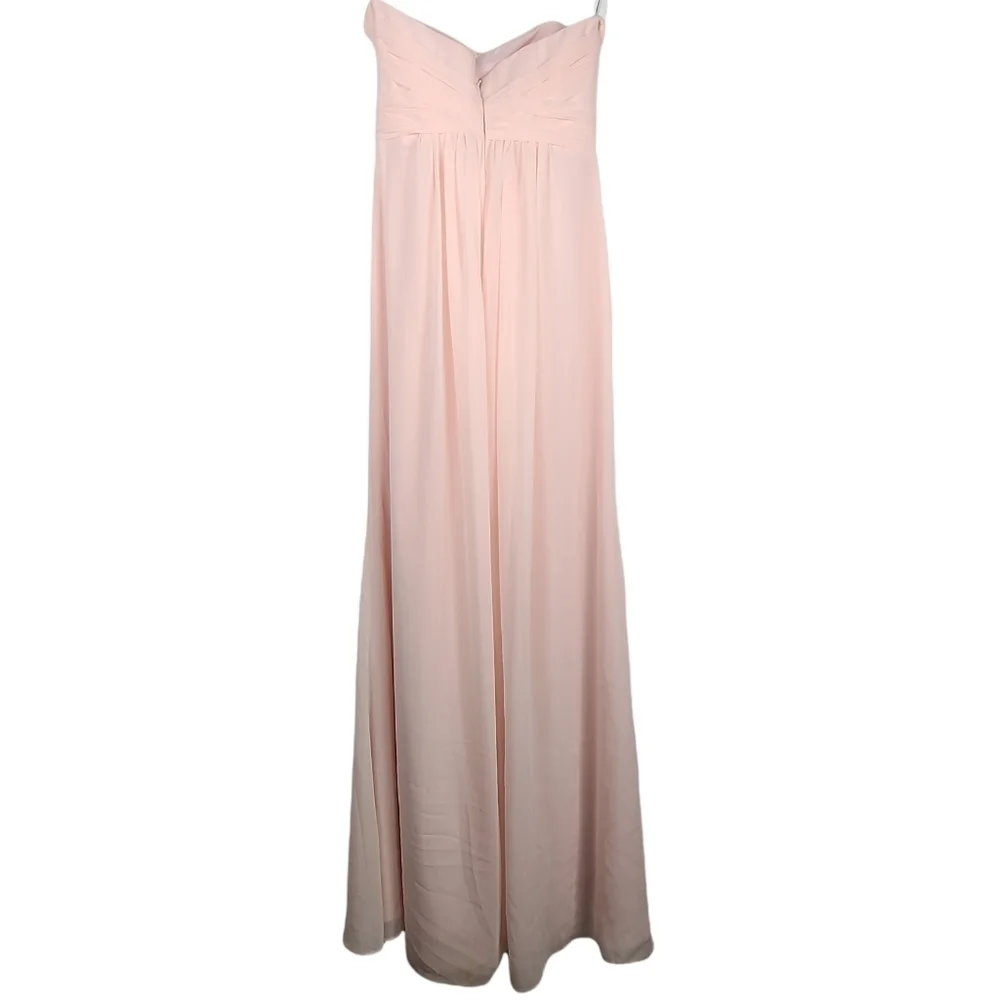 DAVID’S BRIDAL chiffon petal pink strapless maxi dress zip back Dz 2 - Picture 3 of 8